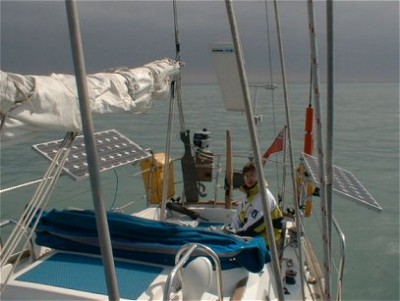 Solar panels on a yacht